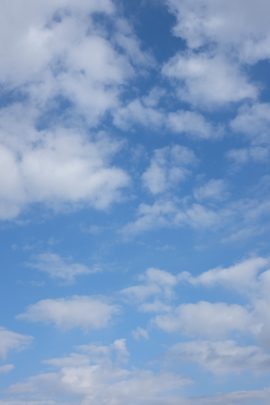 雲のある青空（縦）のフリー写真素材