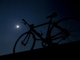 月夜の下の自転車