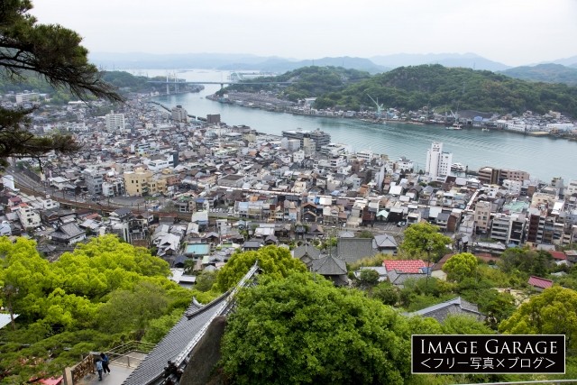 千光寺公園展望台からの眺め（尾道大橋方面）のフリー画像