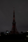 夜中の真っ暗な東京タワー