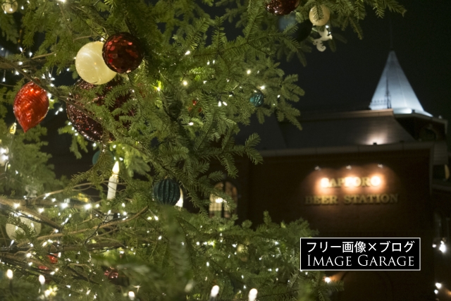恵比寿ガーデンプレイスのクリスマスツリーのフリー写真素材（無料画像）