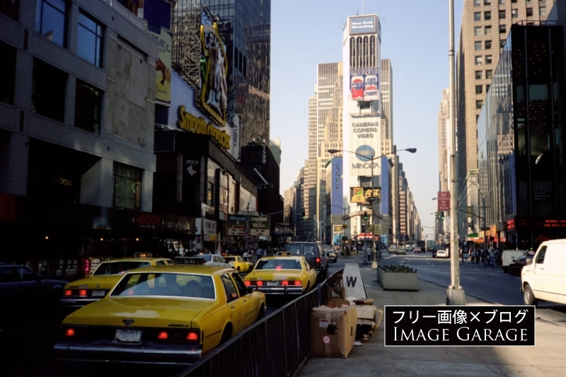 1990年のニューヨーク・タイムズスクエアのフリー写真素材（無料画像）