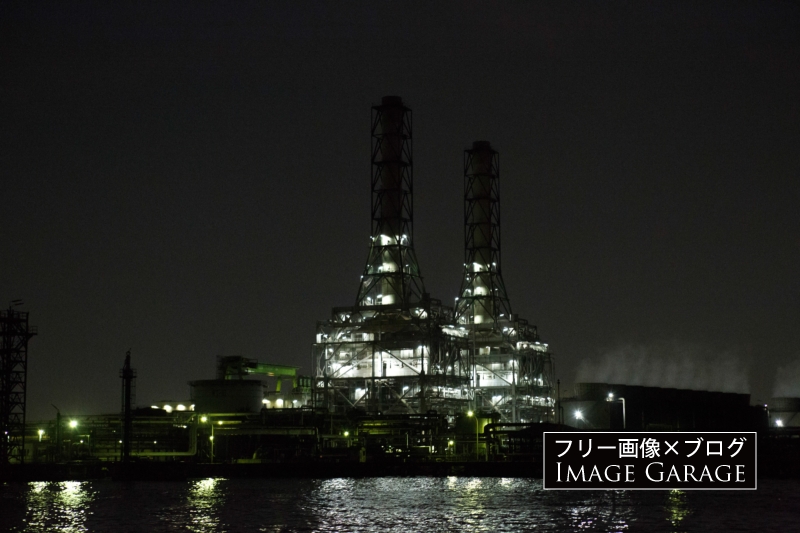 川崎工場夜景・川崎天然ガス発電所のフリー写真素材（無料画像）