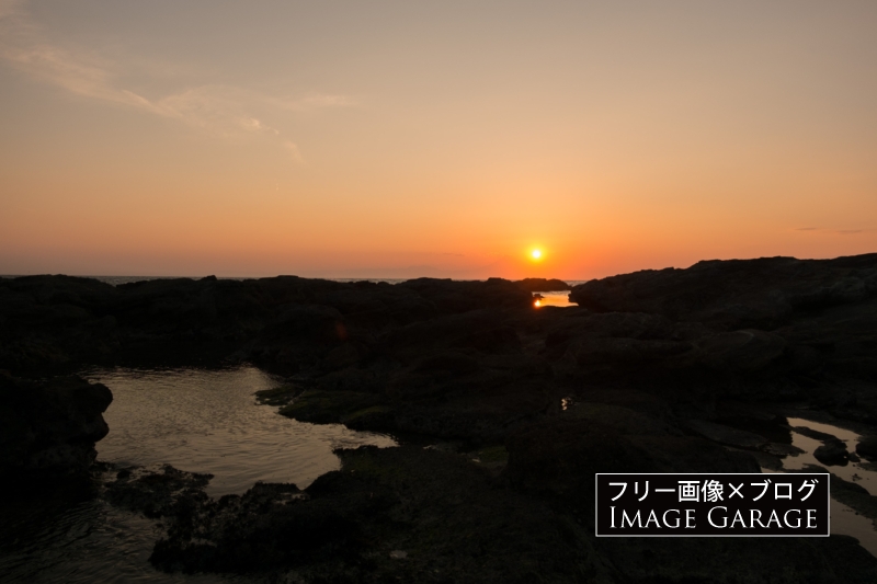 黒崎の鼻の夕焼けのフリー写真素材（無料画像）
