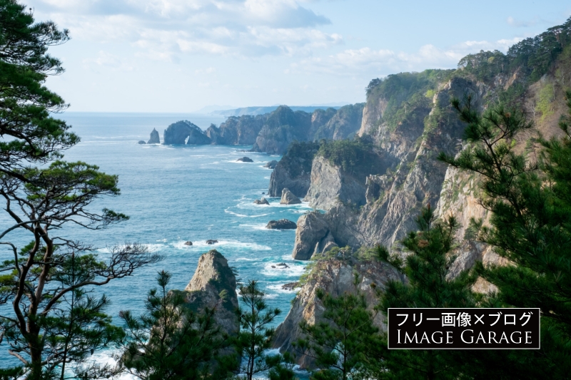 北山崎の海岸線のフリー写真素材（無料画像）