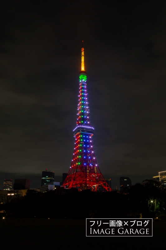 東京タワー・立皇嗣奉祝ライトアップのフリー写真素材（無料画像）