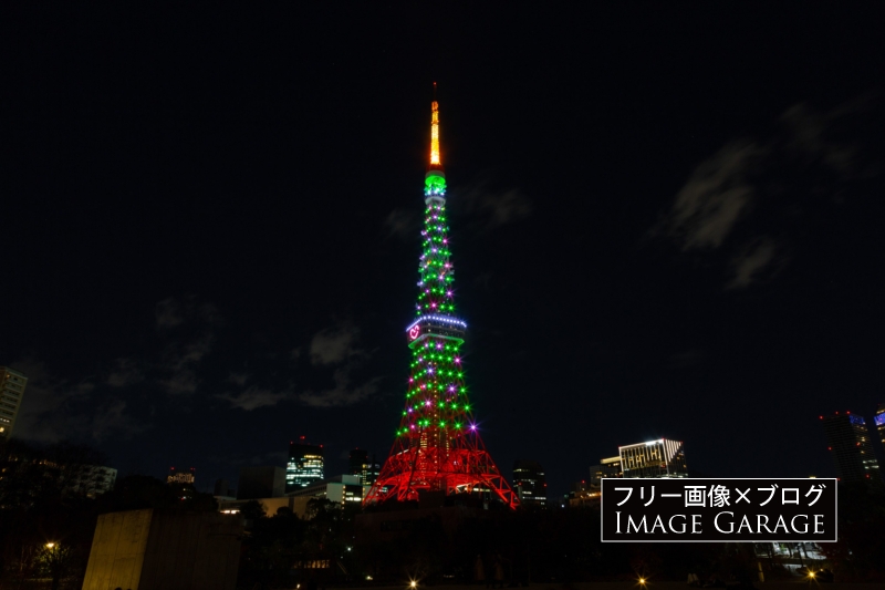 東京タワーライトアップ（クリスマス2020）のフリー写真素材（無料画像）