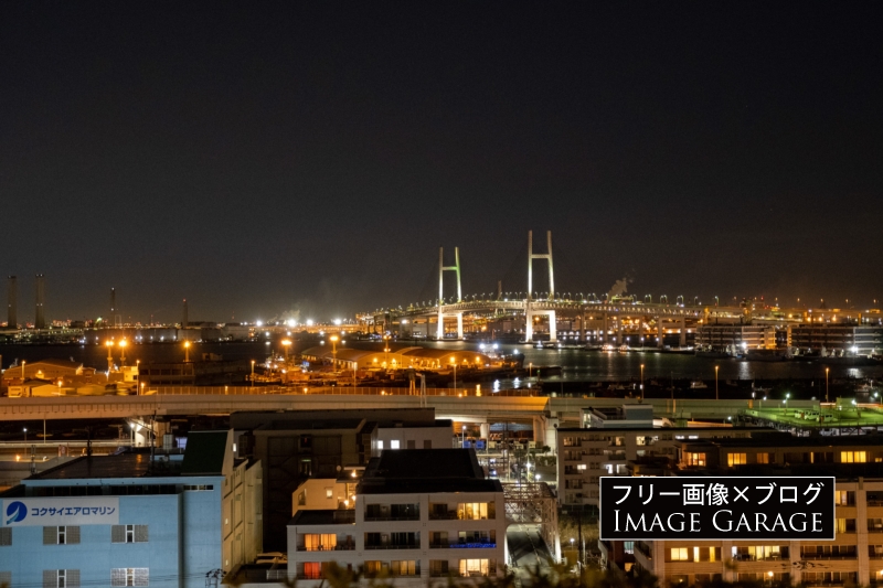 港の見える丘公園から眺める横浜ベイブリッジ（夜景）