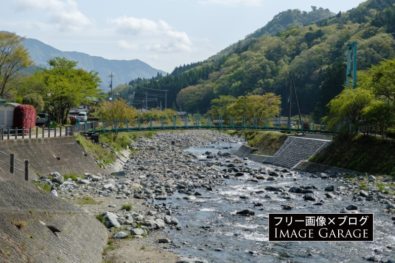 道志川とかっぱ橋のフリー写真素材（無料画像）