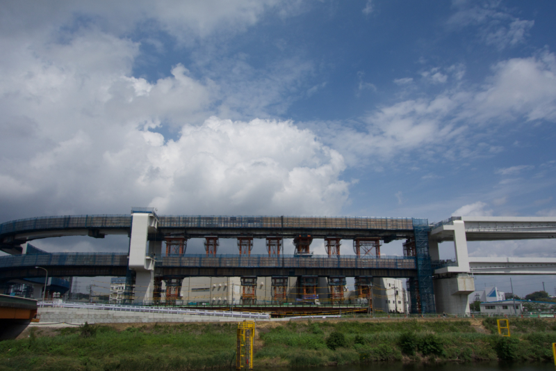 首都高速神奈川7号横浜北線の工事風景のフリー写真素材